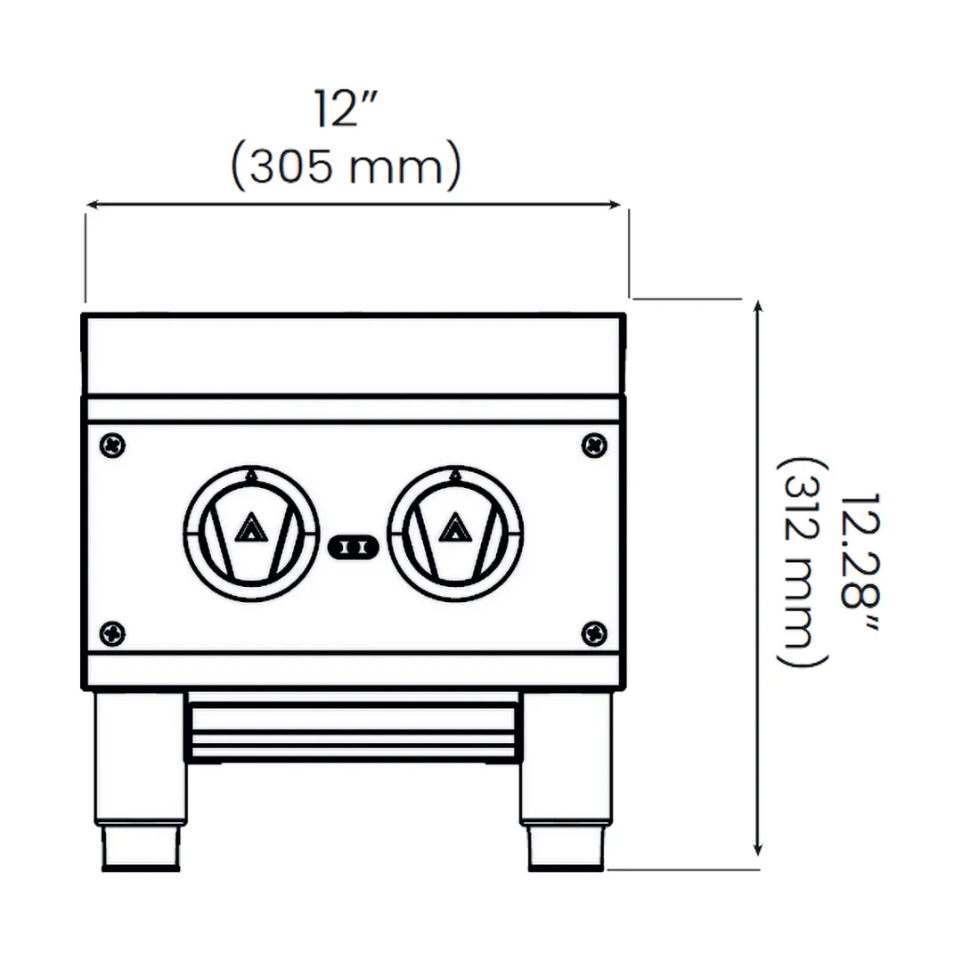 Drago America DRHP12 12" Countertop Gas Hotplate, (2) 30000 Btu Cast Iron Burners With One Standing Pilot Per Burner
