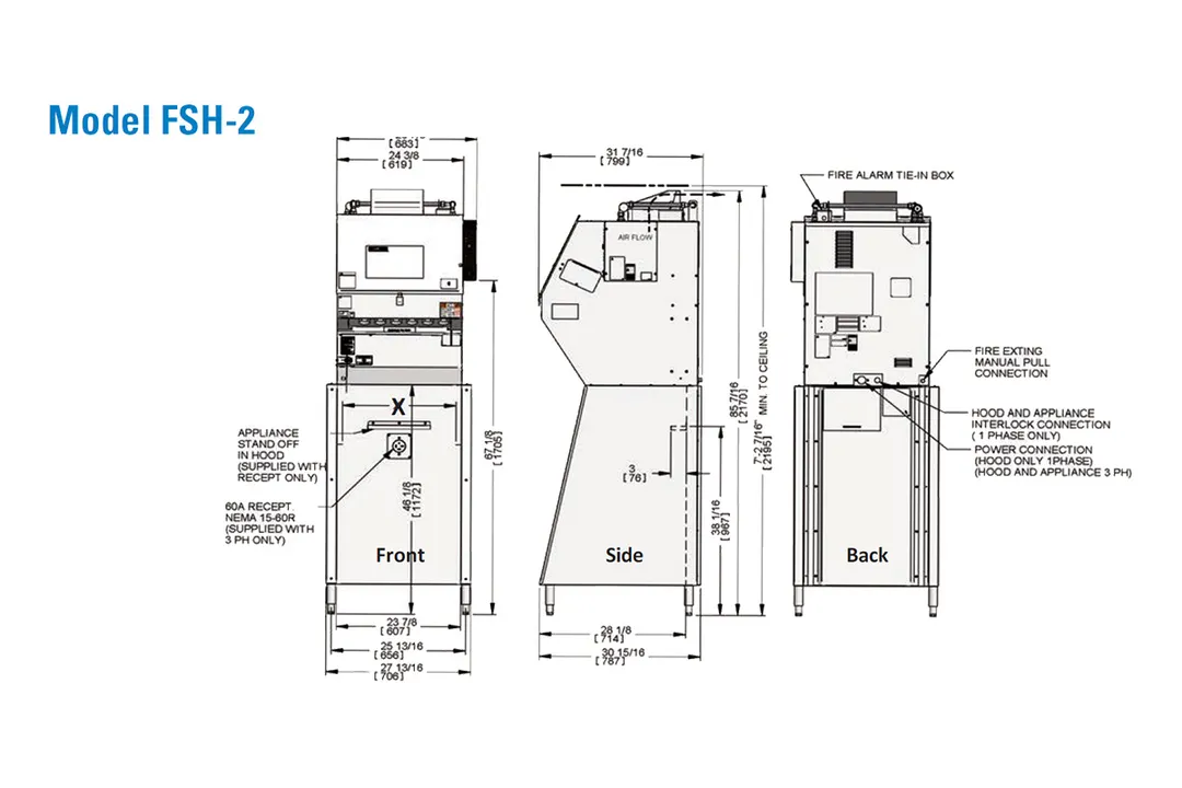 Giles FSH-2 Freestanding Ventless Recirculating Hood w/ 3-Stage Filtration, for Electric Fryers