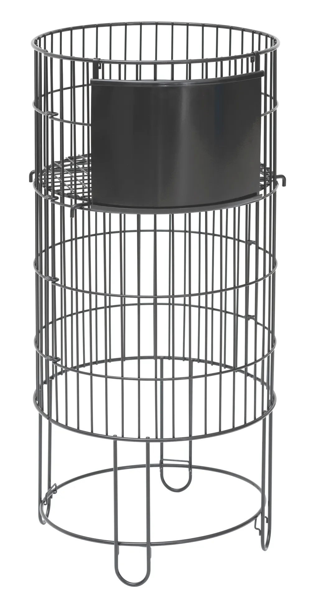 Hubert 35616 Round Dump Bin, 15" Dia x 32" H, Adjustable Bottom Shelf, Collapsible Black Wire