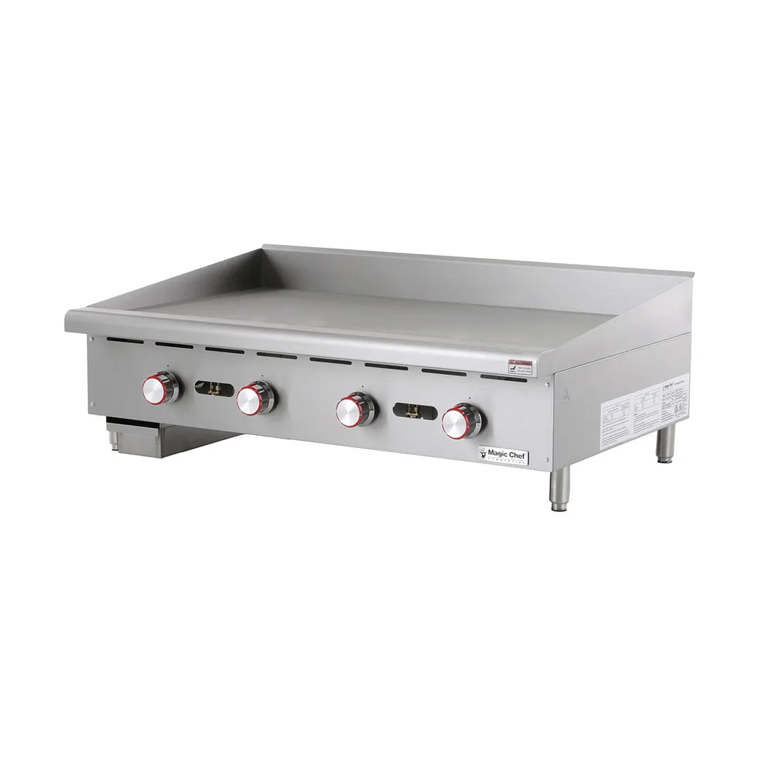 Magic Chef MCCTG48A 48" Countertop Thermostatic Gas Griddle, 1" Steel Plate, 120.000 BTU