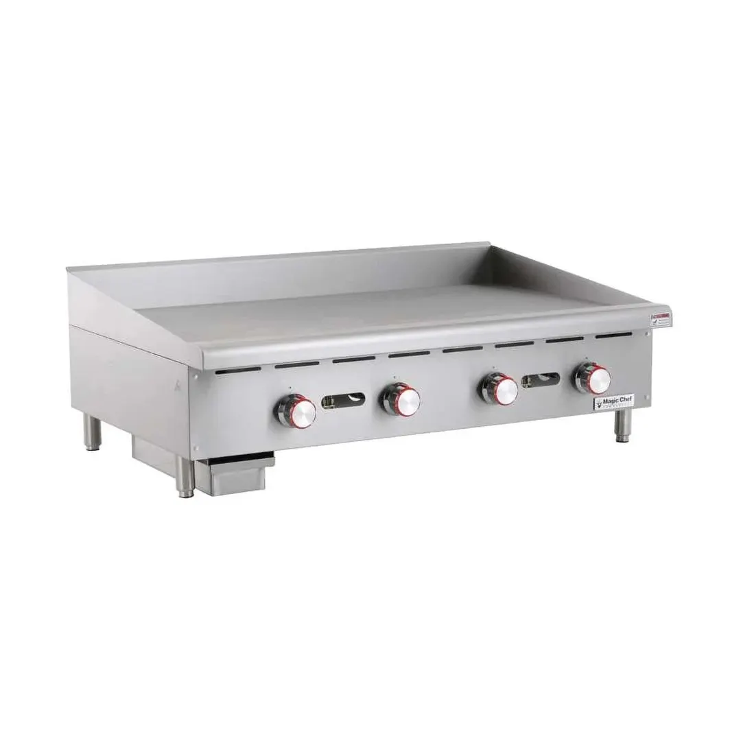 Magic Chef MCCTG48A 48" Countertop Thermostatic Gas Griddle, 1" Steel Plate, 120.000 BTU