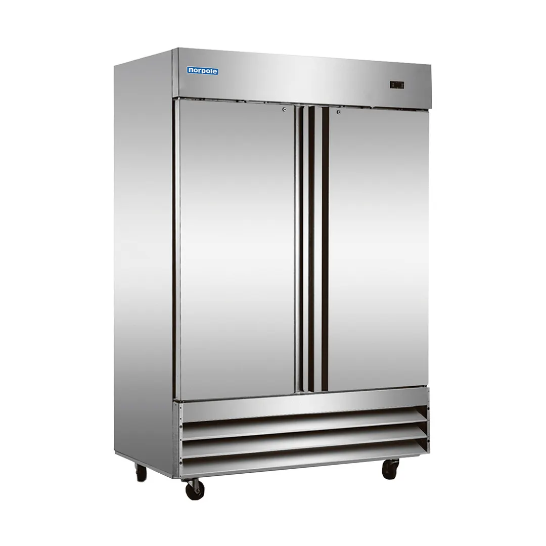 Norpole NP2F 54'' Two Section Solid Door Reach-In Freezer, All Stainless Steel, 48 cu. ft.