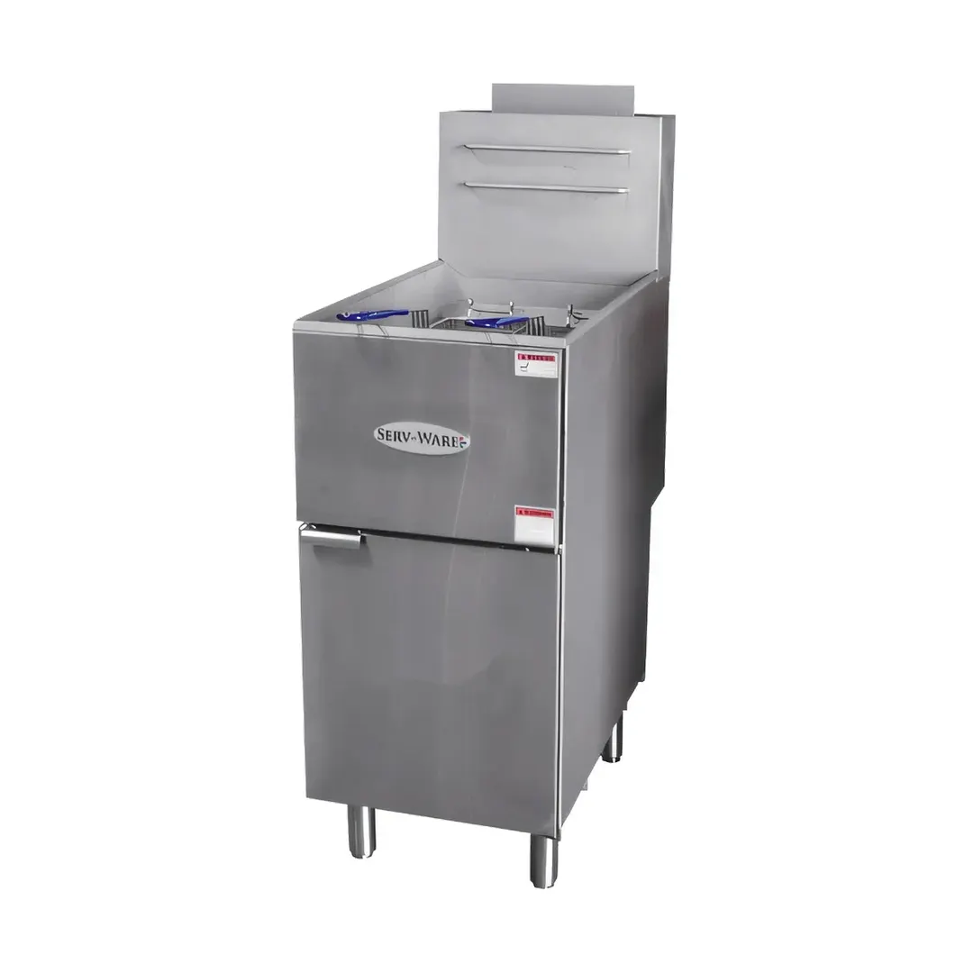 Serv-Ware SGF-40L 15" Floor Model LP Gas Full Pot Fryer, 40 lbs, 90.000 BTU