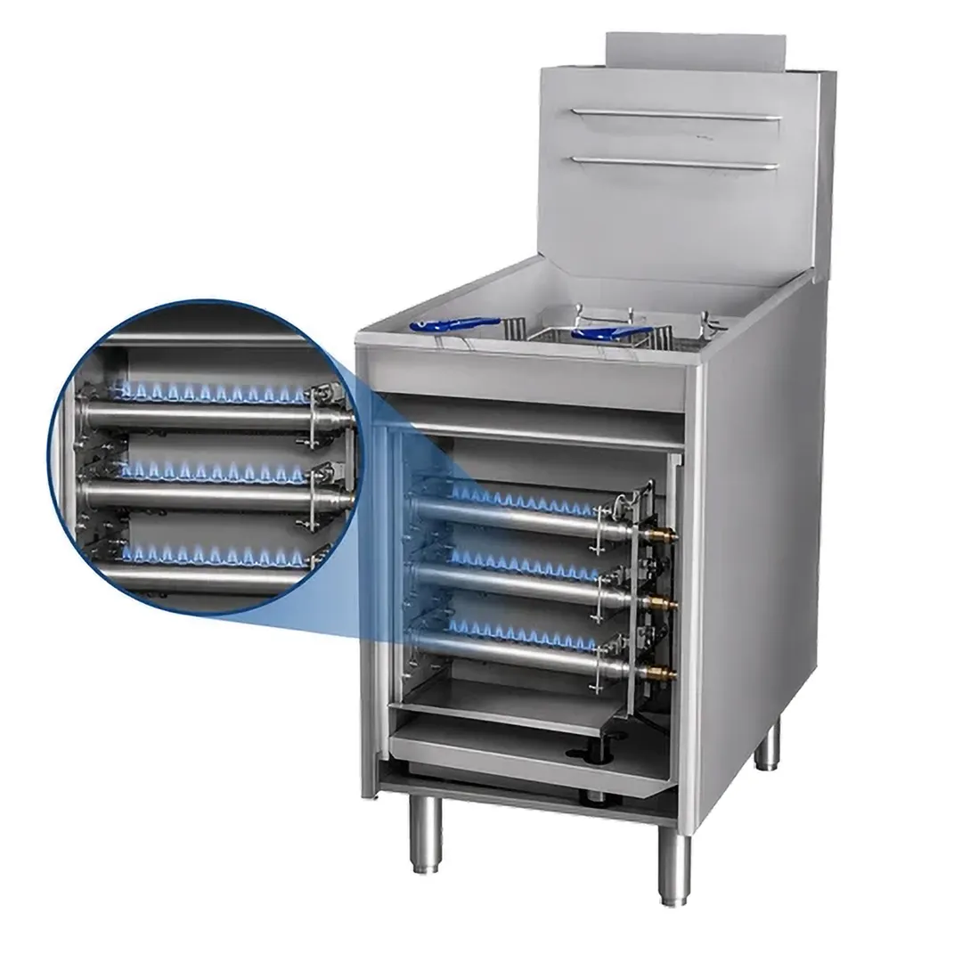Serv-Ware SGF-40L 15" Floor Model LP Gas Full Pot Fryer, 40 lbs, 90.000 BTU