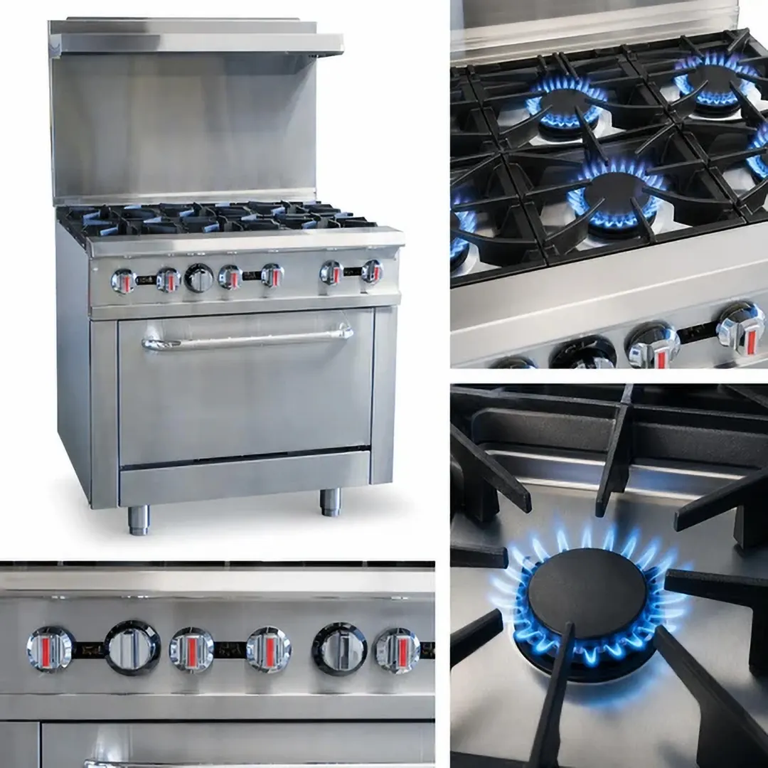 Serv-Ware SGR-6B 36" Gas Restaurant Range w/ (6) Open Burners, (1) Standard Oven, 211.000 BTU