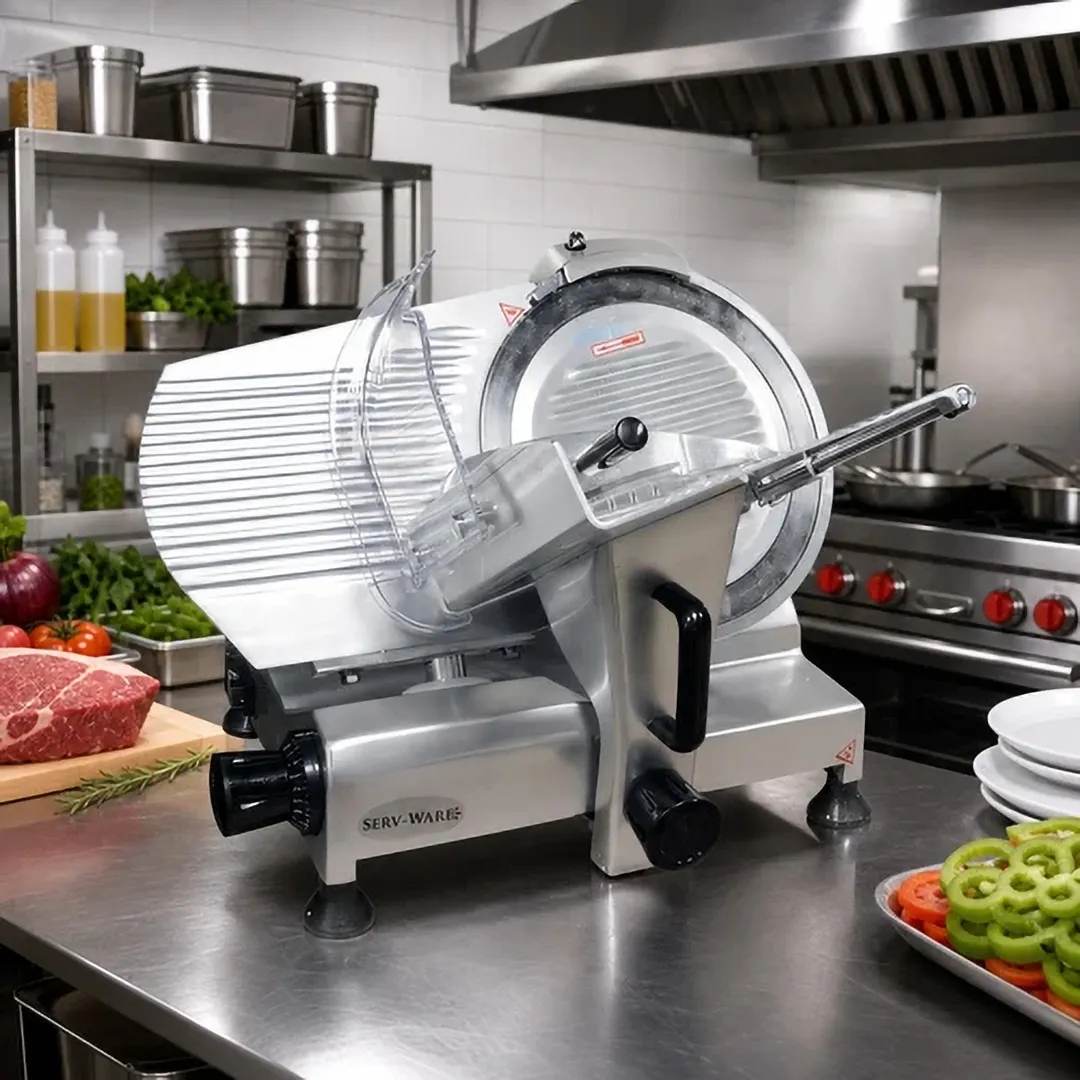 Serv-Ware SLC-12 12" Gravity Feed Manual Meat Slicer, Belt Drive, 1/3 HP