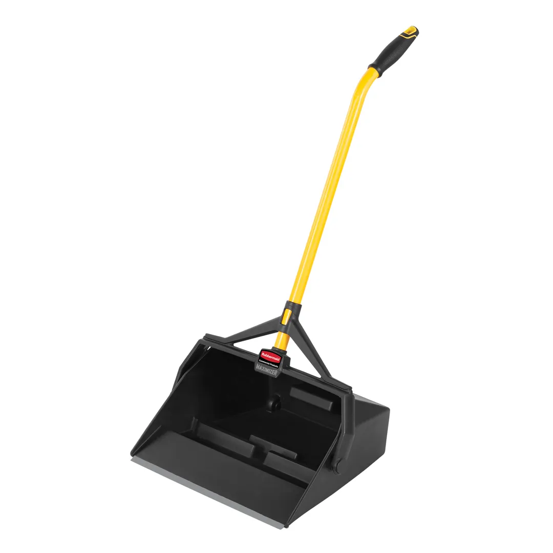 Rubbermaid 2018806 Maximizer Dust Pan, 29" x 16-7/8" x 12" Black, 32 oz Capacity, Steel Handle