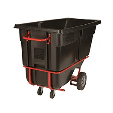 Rubbermaid FG131542BLA Tilt Truck, 1250 lb, cu yd, 33-1/2"W x 72-1/4"D x 43-3/4"H, Black Steel, Pockets