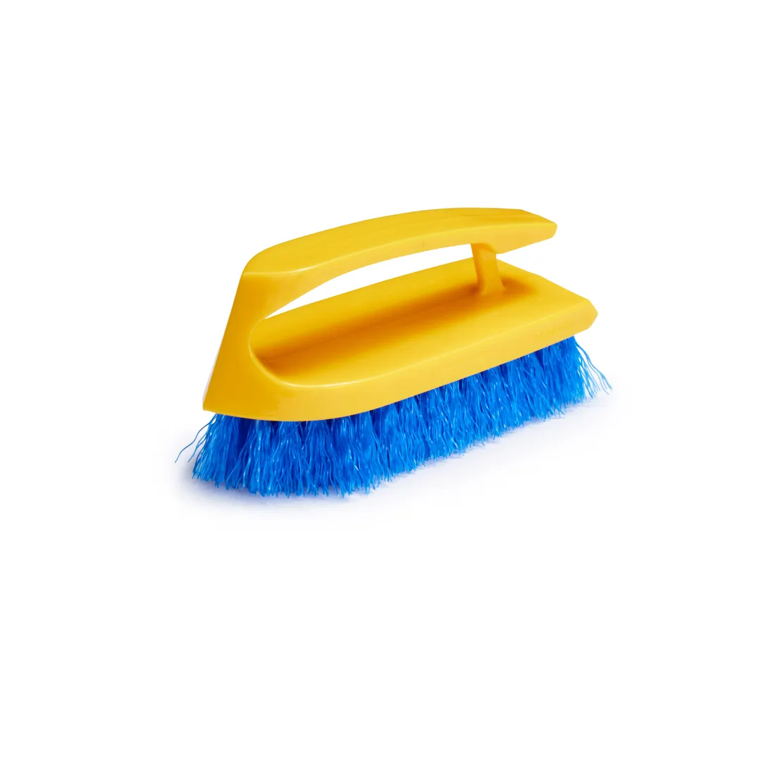Rubbermaid FG648200COBLT Hand & Nail Brush, 6" x 2" Yellow Block, Iron Handle, Cobalt Bristles