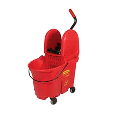 Rubbermaid FG757888RED WaveBrake Mopping Combo, 35-Qt Red Bucket with Down-Press Wringer, Made in USA