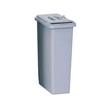 Rubbermaid FG9W1500LGRAY Slim Jim Doc Container, 23-Gallon, 20" x 11" x 31" Light Gray Key-Lock Lid