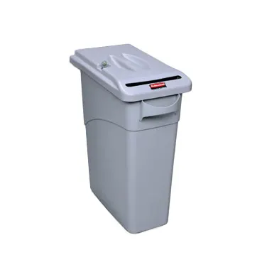 Rubbermaid FG9W2500LGRAY Slim Jim Container, 15.9-Gallon Plastic Gray, Top Lid, 23.1"x11"x24.9"