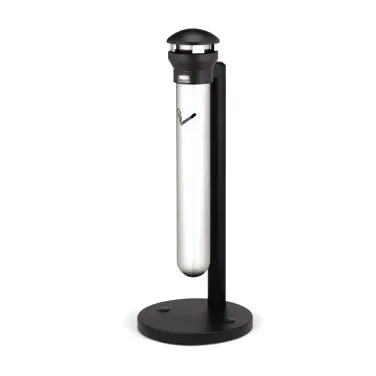 Rubbermaid FG9W3100SSBLA Smoking Receptacle, 15" x 39.6" Stainless Steel/Black, Holds 1,200 Butts