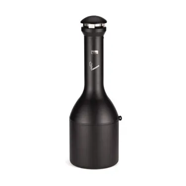 Rubbermaid FG9W3300BLA Smoking Receptacle, 13" x 39" Steel Black, Holds 1,200 Butts, Padlock Tabs