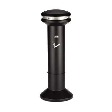 Rubbermaid FG9W3400BLA Smoking Receptacle, 15" x 41-1/2" Black, Holds 1,200 Butts/Gal, Padlock-Ready