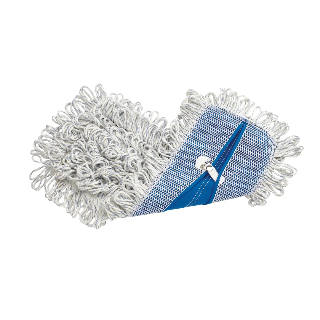 Rubbermaid FGE05200WH00 Finish Mop, 18" x 5" Rayon Blend, Looped End Fringe, White with Blue Stripes