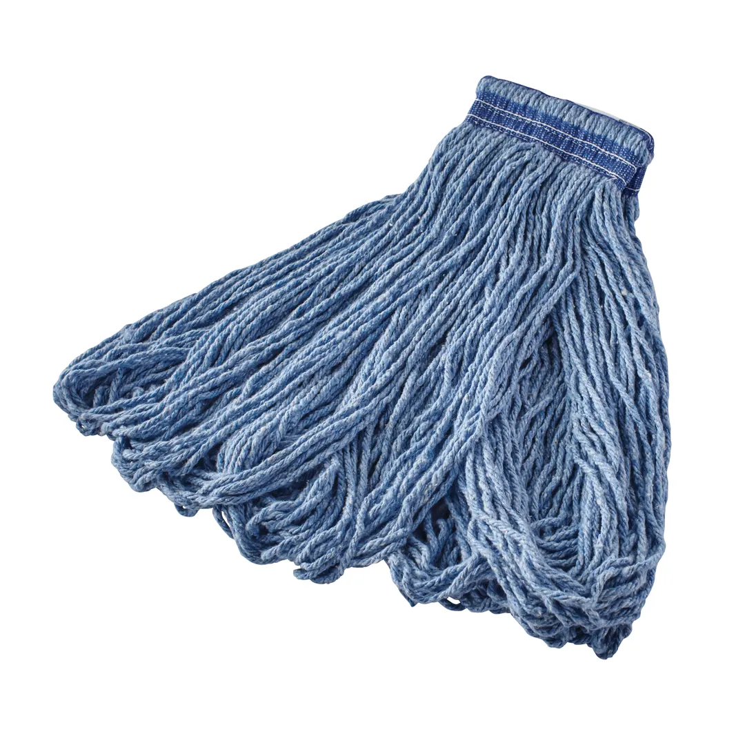Rubbermaid FGE23800BL00 Wet Mop Head, 24 oz Blue Cotton/Synthetic Blend, Loop‑End, Headband