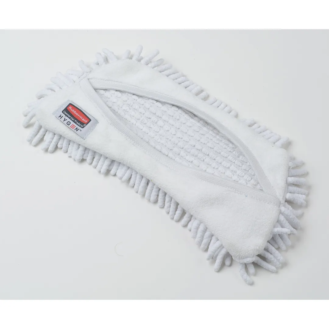 Rubbermaid FGQ86100WH00 Hygen Frame Damp Mop Cover, 11" Split Nylon/Polyester Microfiber, White