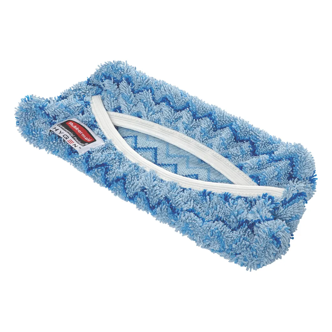 Rubbermaid FGQ89100BL00 Hygen MF Damp Mop Cover, Split Nylon/Polyester Microfiber Dust Mop, Blue
