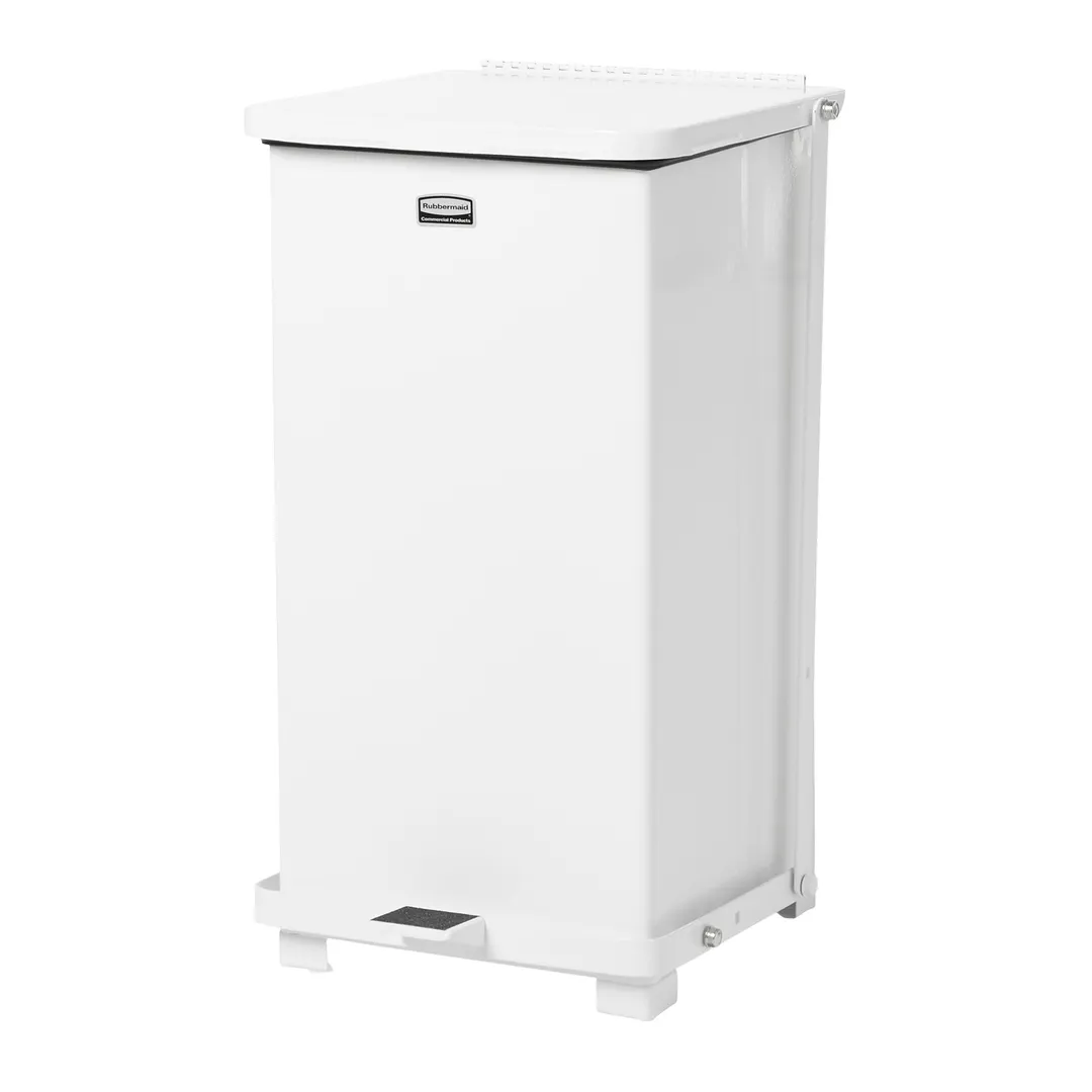 Rubbermaid FGST12EPLWH Step Can, 12" Sq x 23" H, 6-1/2-Gallon White Wastebasket, UL/FM Approved
