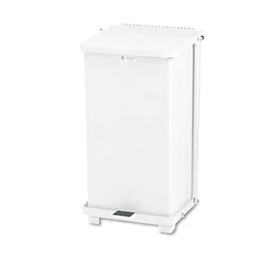 Rubbermaid FGST24EPLWH Step Can, 15" Sq x 30" H, 13-Gallon White Waste Basket with UL/FM Approval