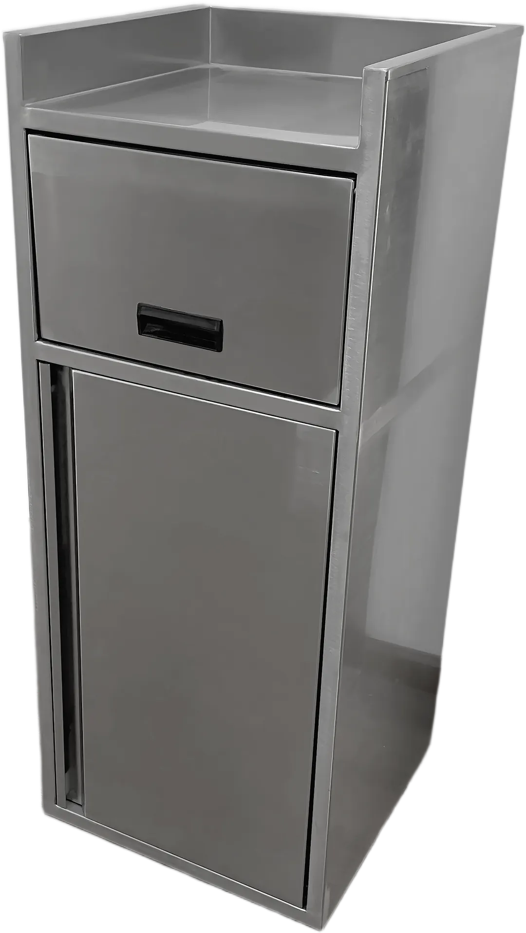 ATS AT&S-TR1-SS Trash Receptacle, 35‑Gal Stainless Steel, 23"W x 23"D x 45"H, Hinged Locking Door