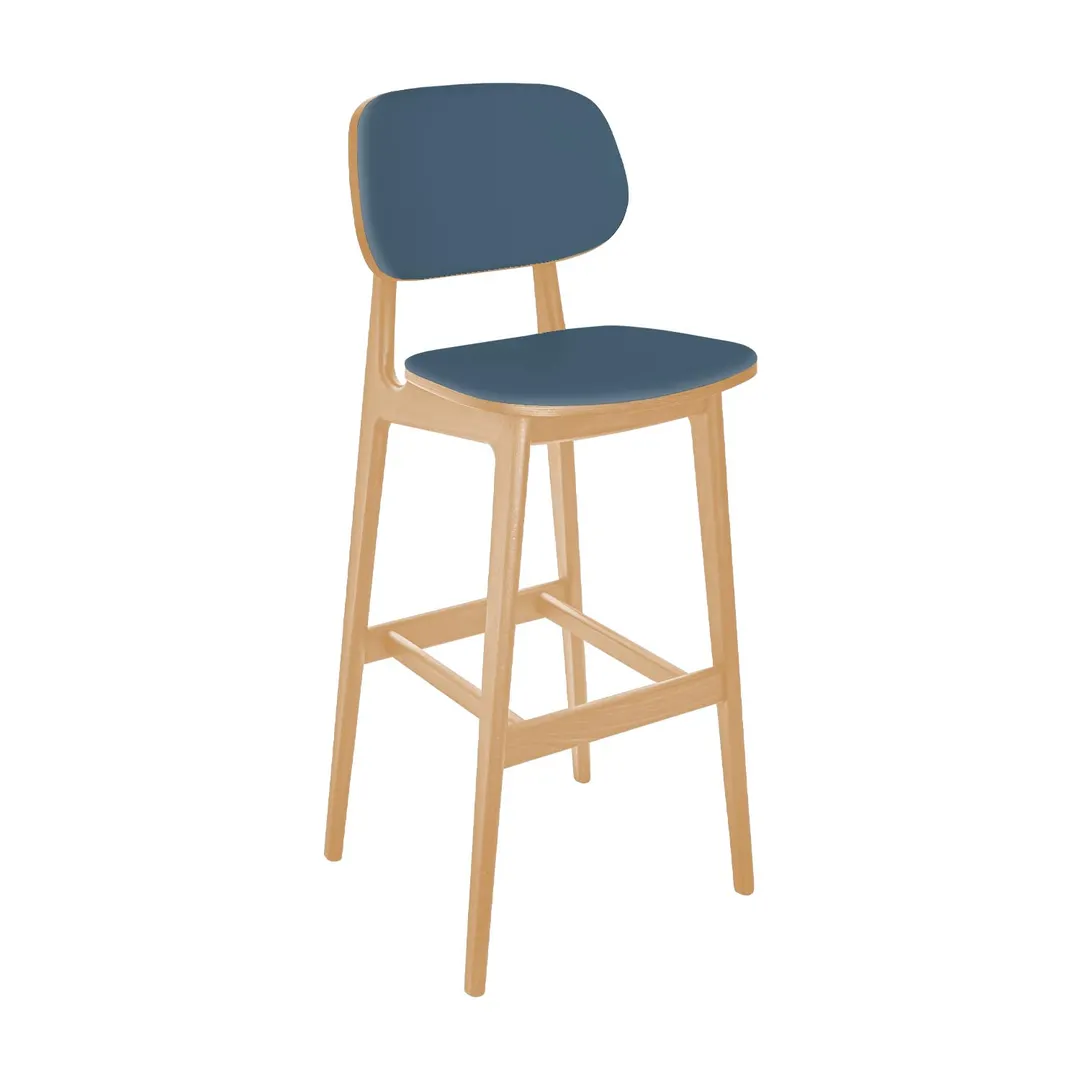 BFM Seating ZWB22NTRCOM-COMNT Emma Barstool, Upholstered Back & Seat, Wood Frame, Natural Finish