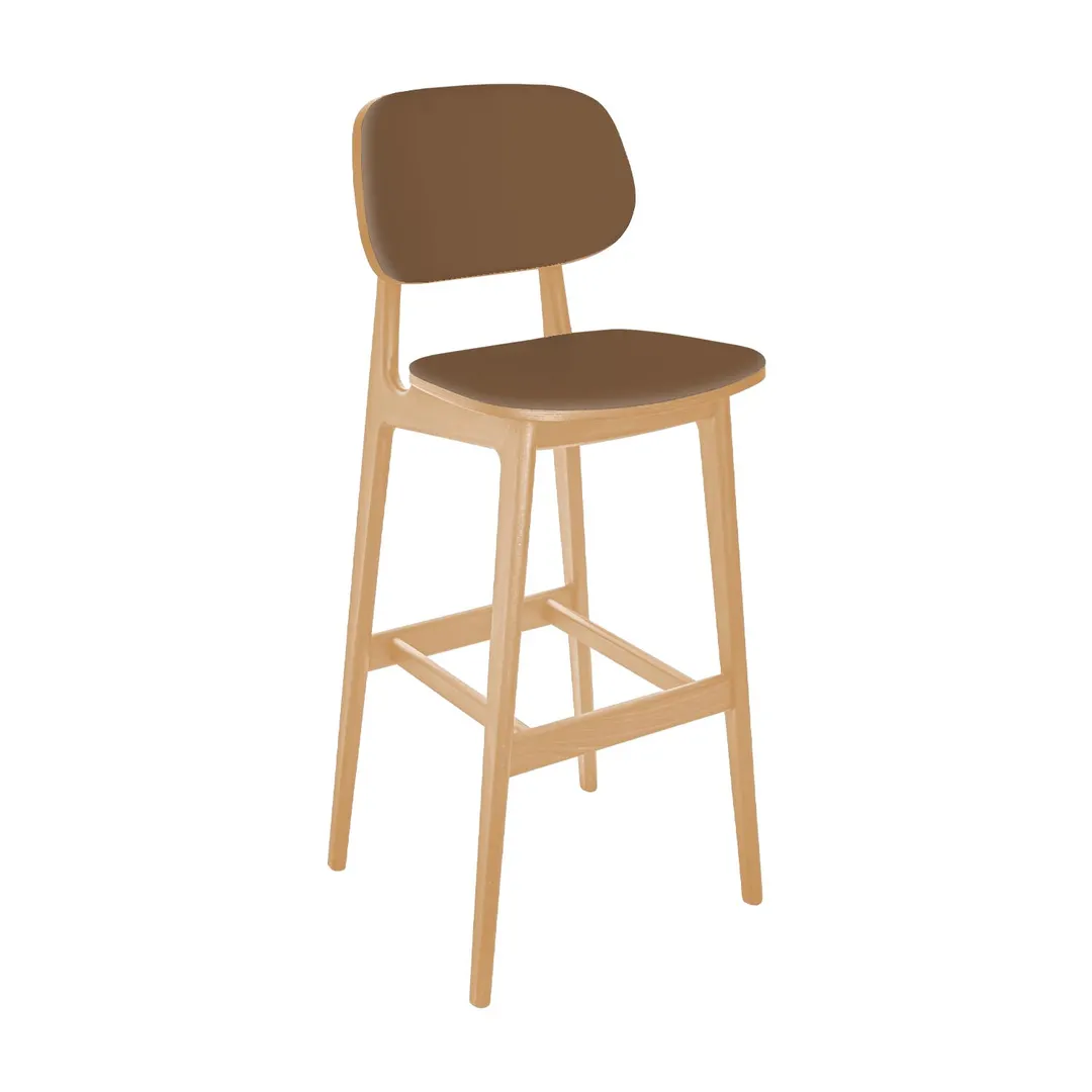 BFM Seating ZWB22NTRG2-G2NT Emma Barstool, Wood Back, Upholstered Seat, Armless, Grade 2 Upholstery