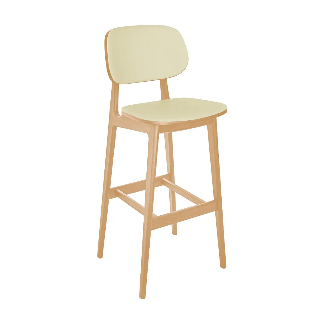 BFM Seating ZWB22NTRG4-G4NT Emma Barstool, Wood Back, Upholstered Seat, Natural Finish, Armless, Grade 4 Upholstery