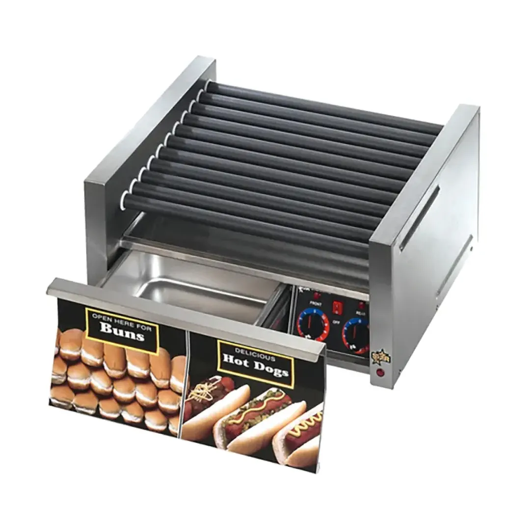 Star 45SCBD Grill-Max® Hot Dog Grill, 45 Hot Dogs & 32 Buns, Duratec Rollers, Analog Control