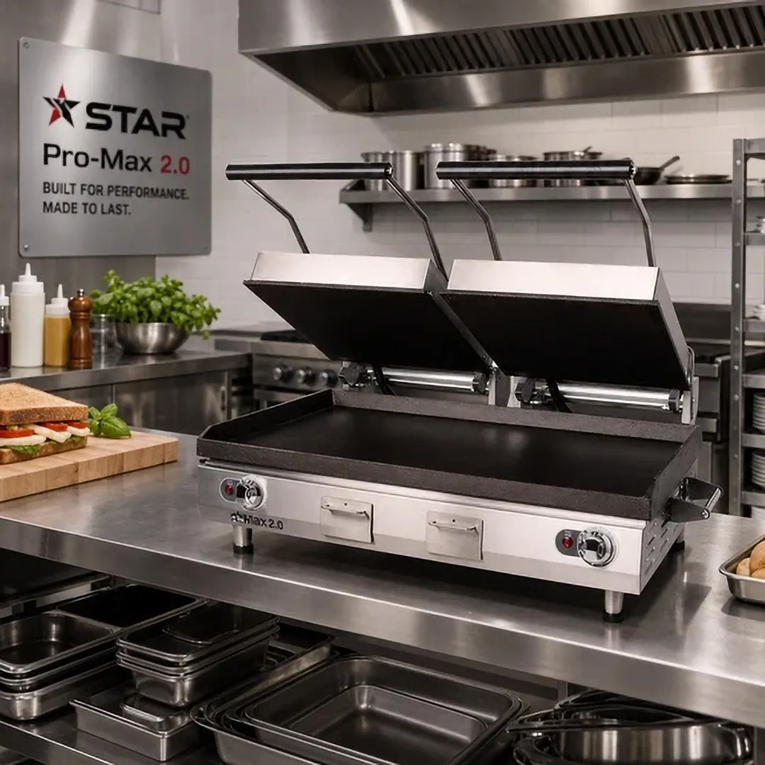 Star PSC28I Double Cast Iron Sandwich Grill with Smooth Plates, Manual Controls - 208/240V