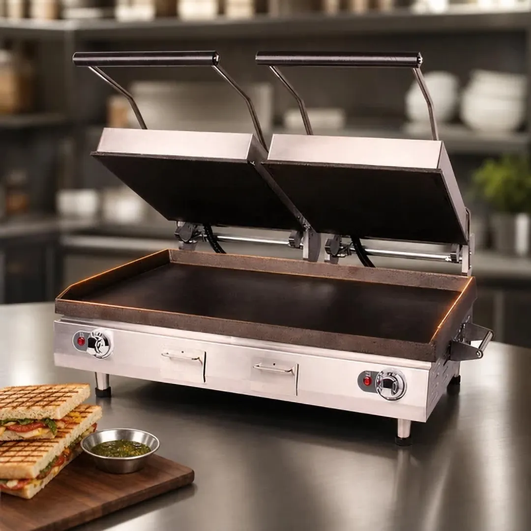 Star PSC28I Double Cast Iron Sandwich Grill with Smooth Plates, Manual Controls - 208/240V