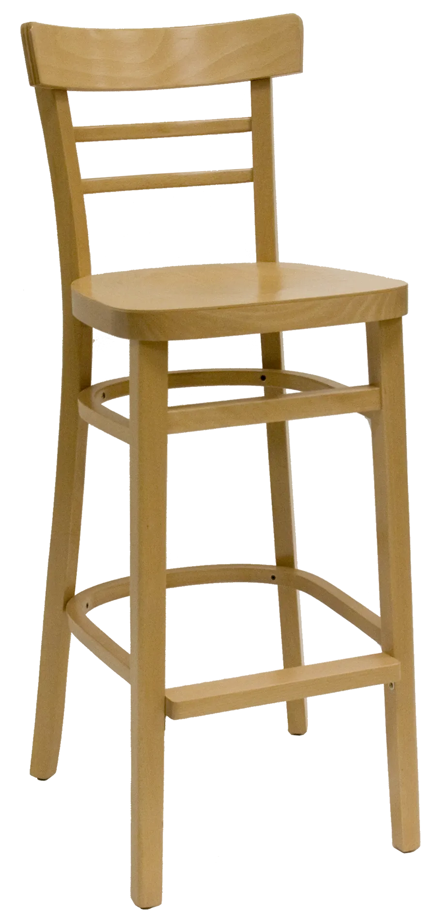 ATS 850-BS-N Bar Stool, Ladder Back, Rounded Seat, Beech Frame, Natural Finish, Upholstered
