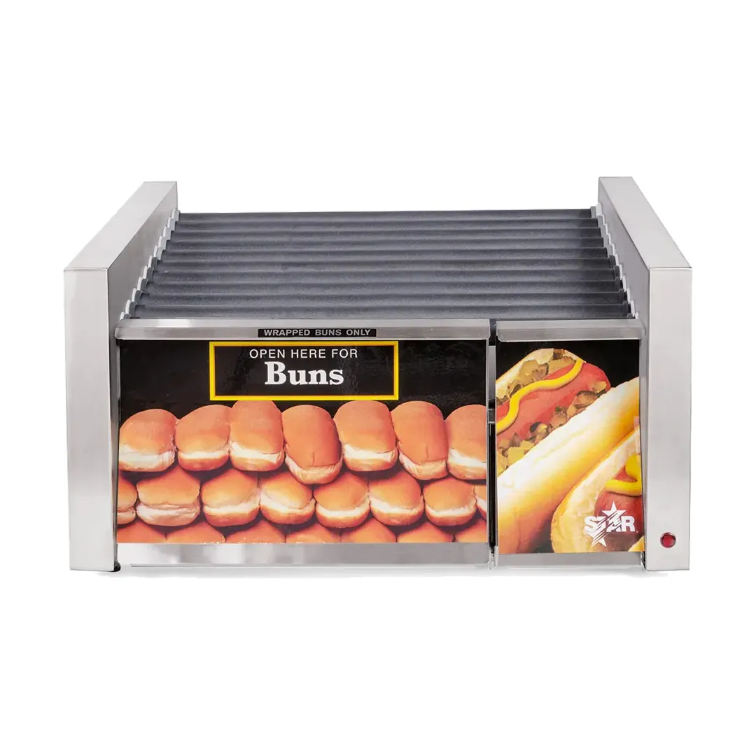 Star 30SCBD Grill-Max® Hot Dog Grill, 30 Hot Dogs & 32 Buns, Duratec Rollers, Analog Control