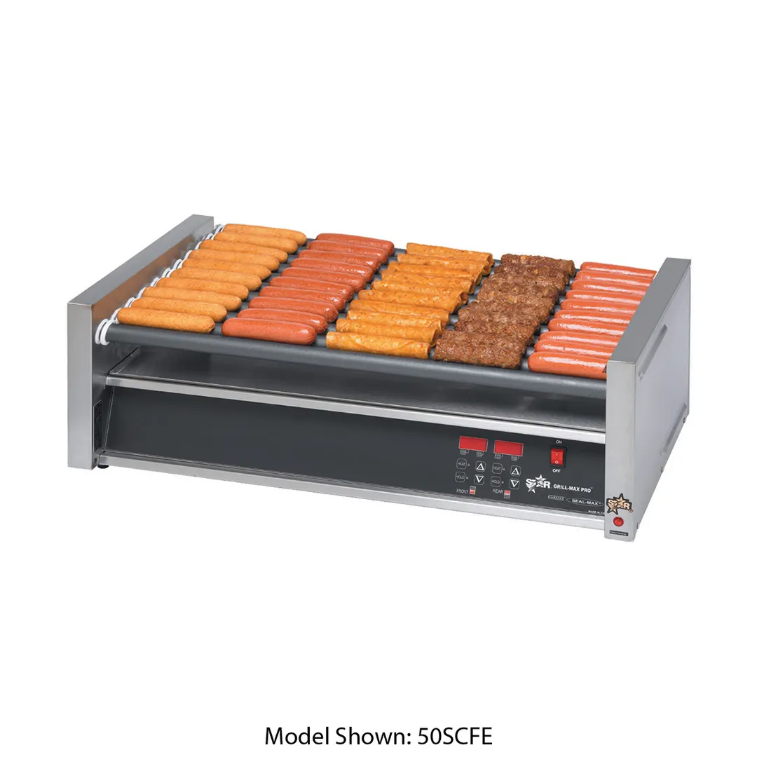 Star 50SCF Grill-Max Pro® Flat Hot Dog Grill, 50 Hot Dogs, Duratec Rollers, Analog Control