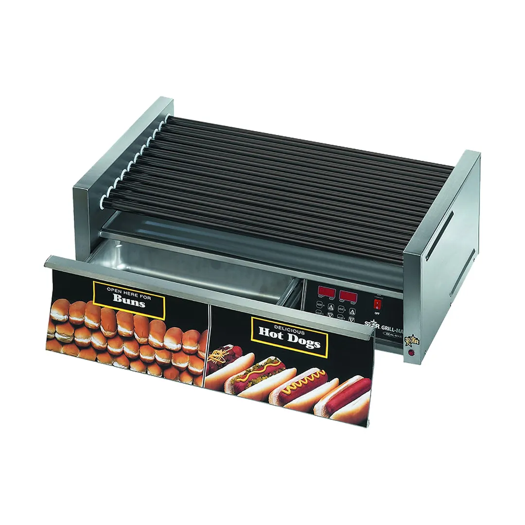 Star 50STBDE Grill-Max® Hot Dog Grill, 50 Dogs & 48 Buns, Staltek Rollers, Electronic Control
