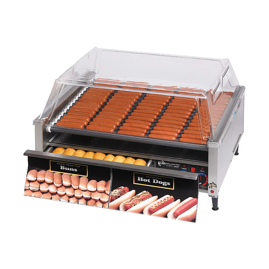 Star 75SCBD Grill-Max® Hot Dog Grill, 75 Hot Dogs & 48 Buns, Duratec Rollers, Analog Control