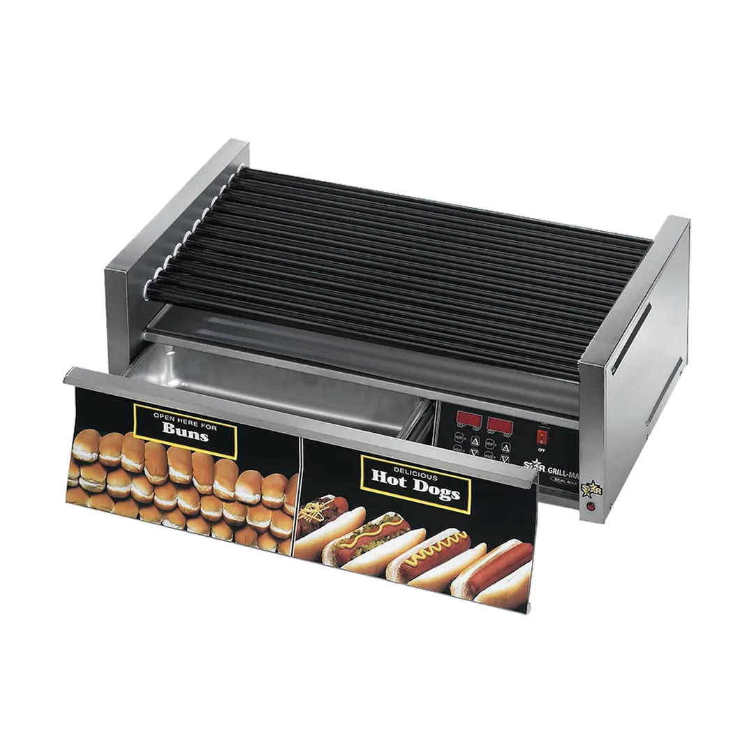 Star 75STBDE Grill-Max® Hot Dog Grill, 75 Dogs & 48 Buns, Staltek Rollers, Electronic Control