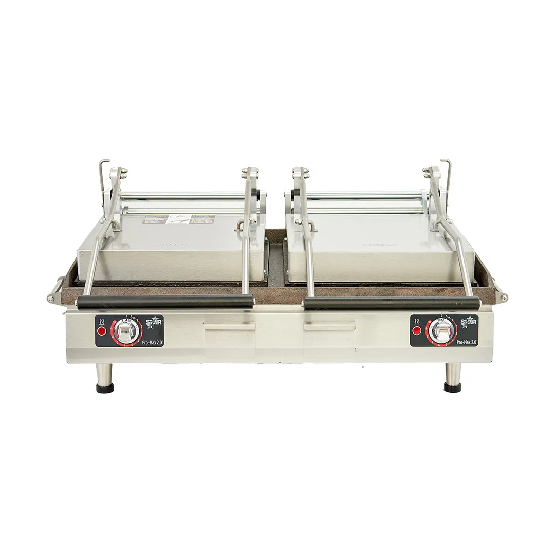 Star PGC28IE Double Panini Sandwich Grill with Timer & Grooved Plates, Electronic Controls