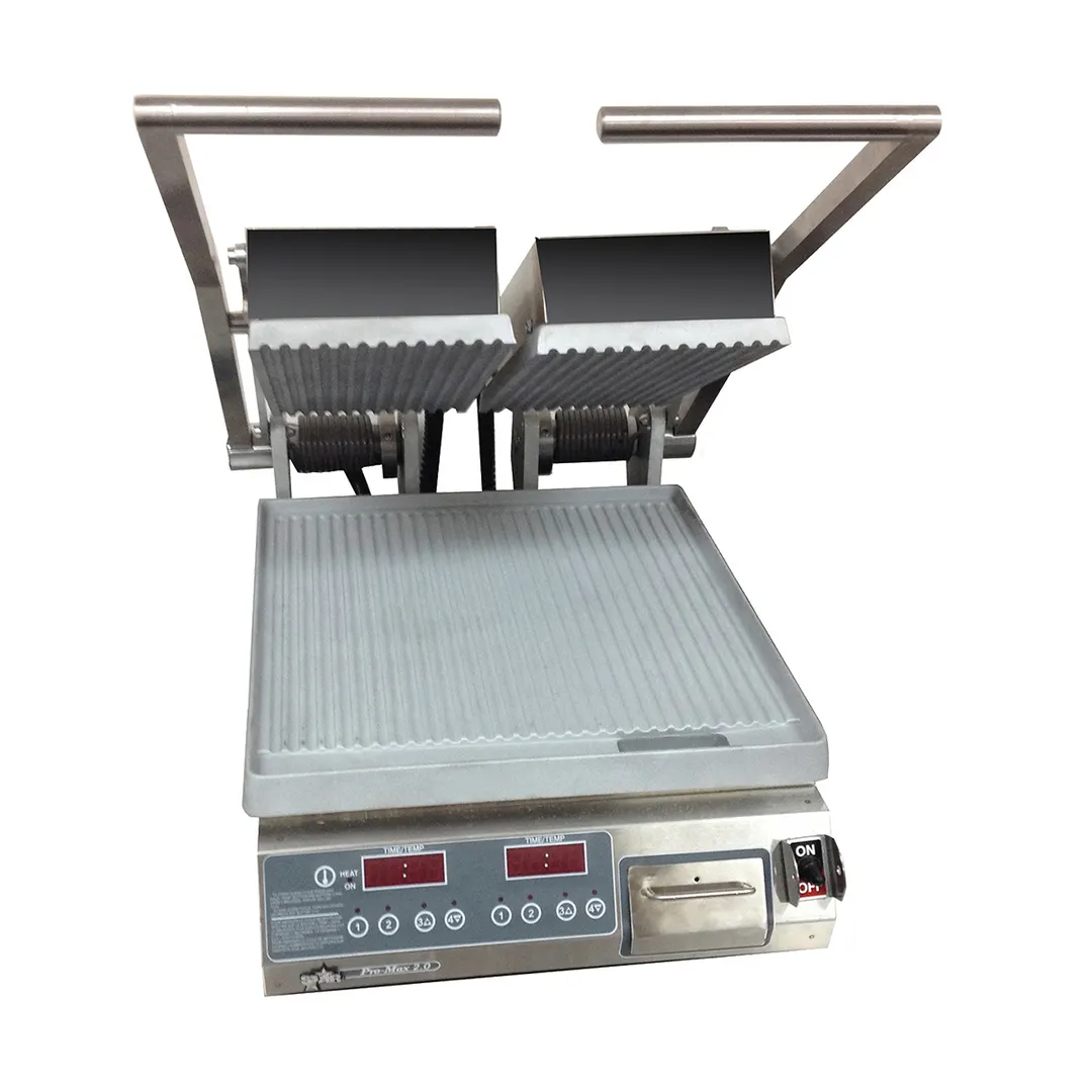 Star PGT14D Double Panini Sandwich Grill with Timer & Aluminum Grooved Plates, Electronic Controls