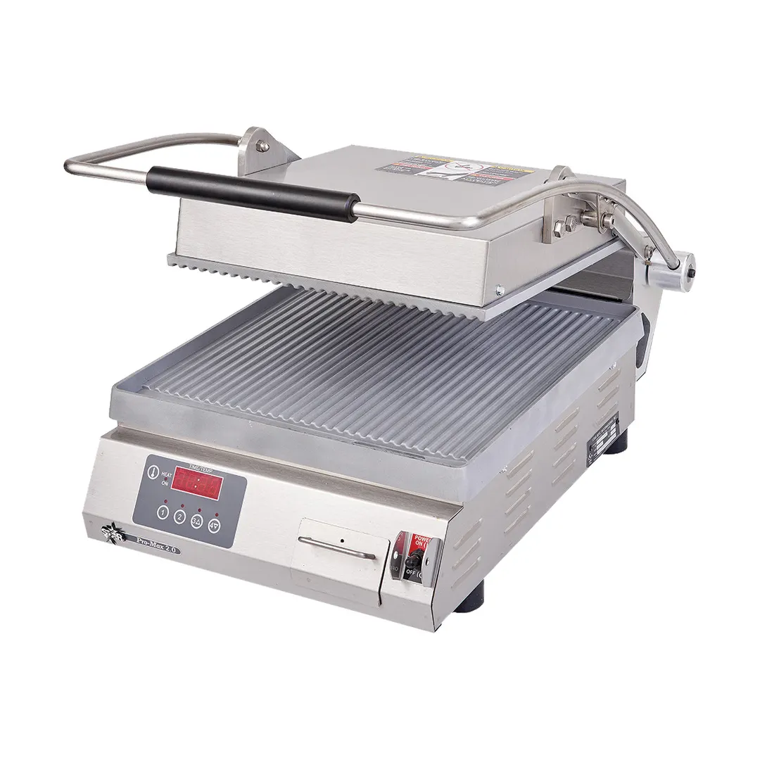 Star PGT14E Single Panini Sandwich Grill with Timer & Aluminum Grooved Plates, Electronic Controls