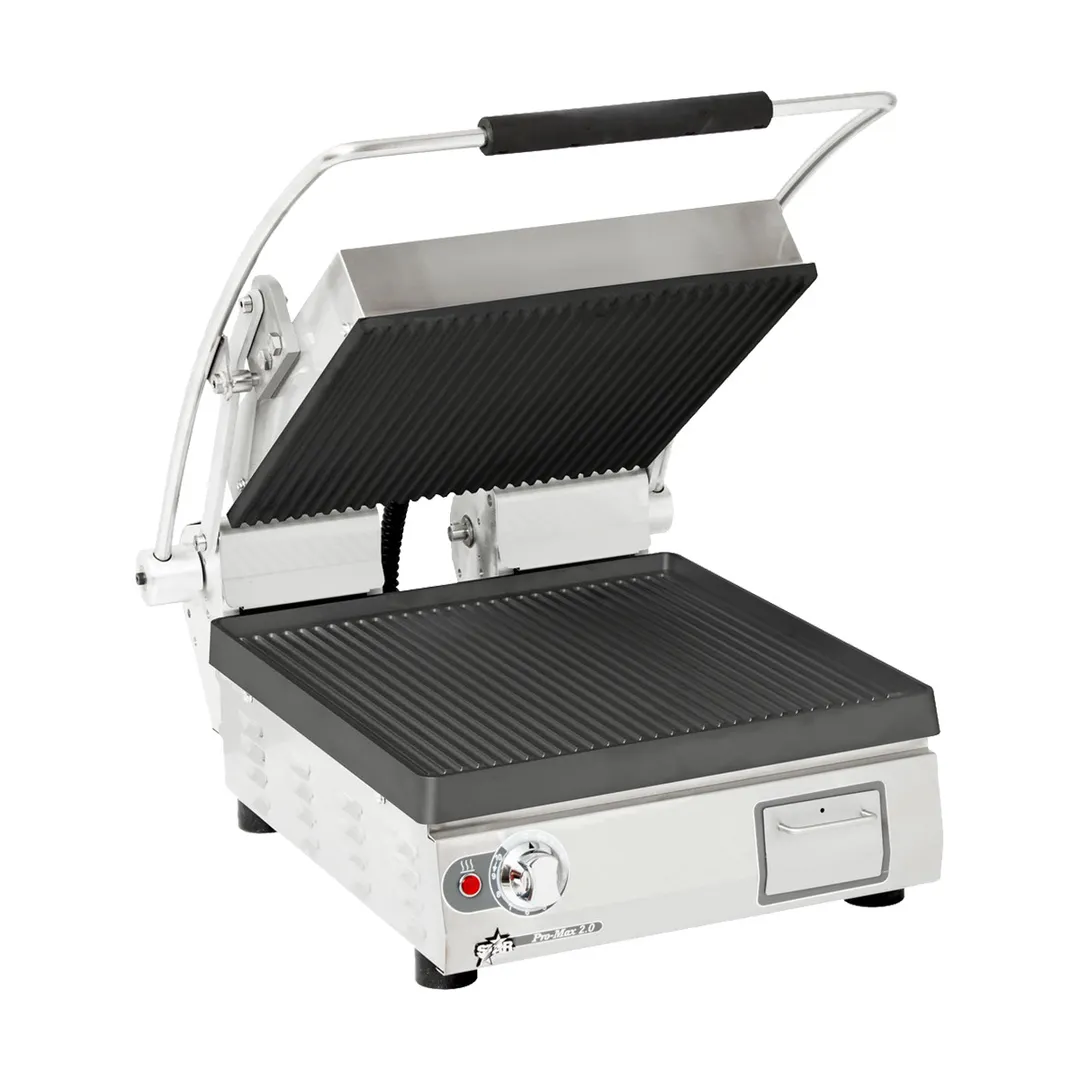 Star PGT14I Single Cast Iron Panini Sandwich Grill with Timer & Grooved Plates, Manual Controls