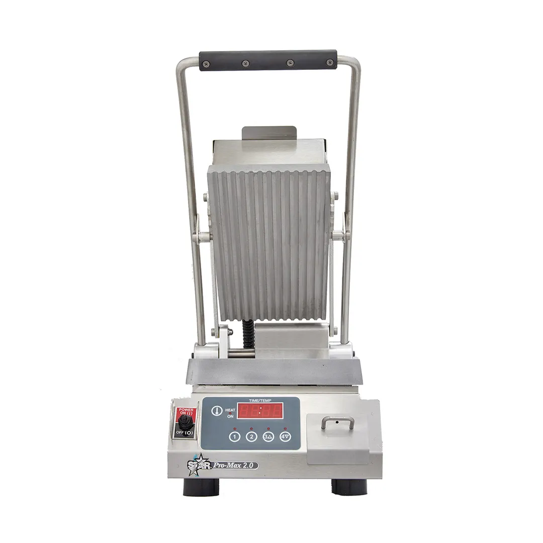 Star PGT7EA Single Panini Sandwich Grill with Aluminum Grooved Plates, Electronic Controls - 120V