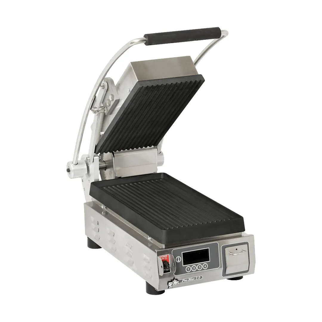 Star PGT7IEA-120V Single Cast Iron Sandwich Grill with Grooved Plates, Electronic Controls - 120V