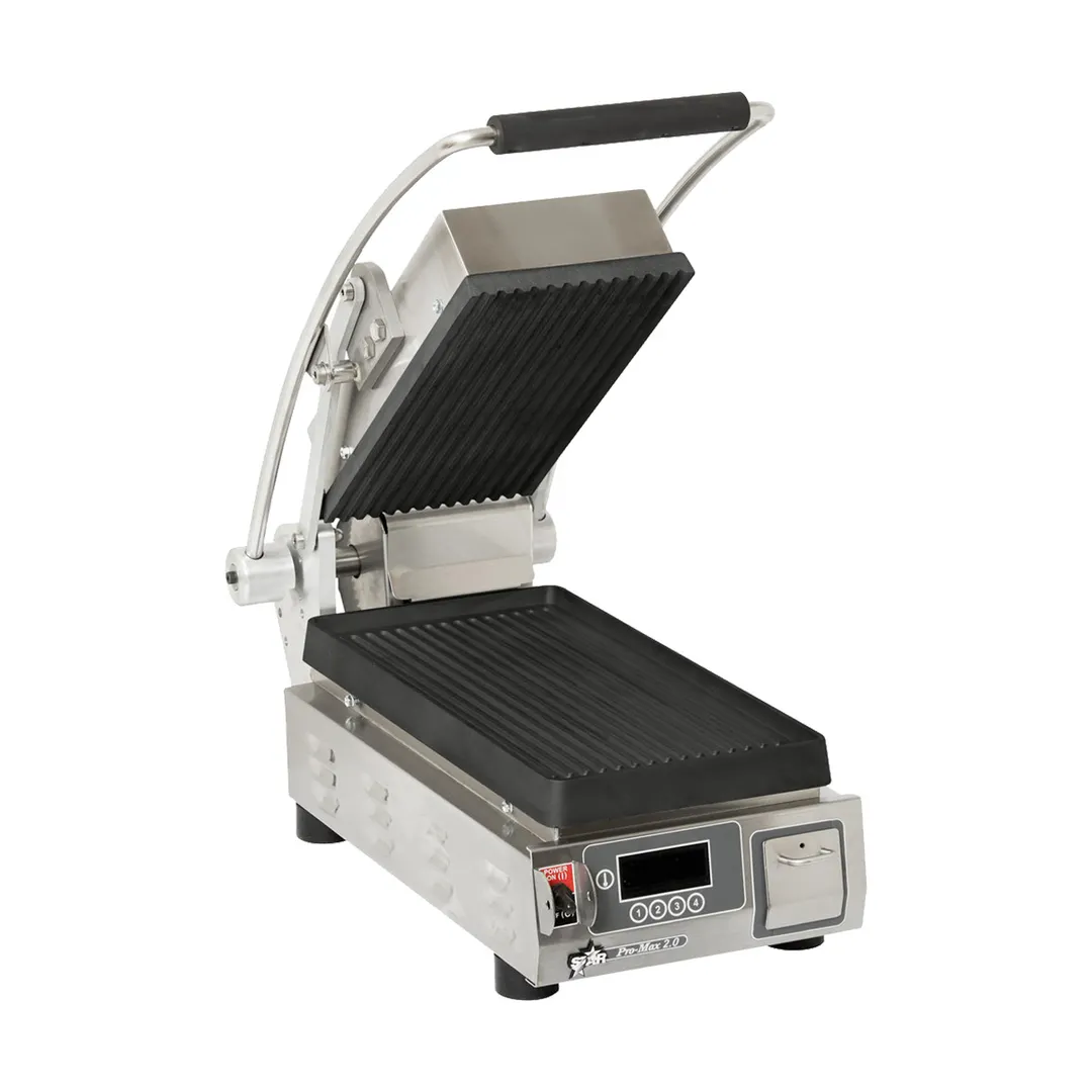 Star PGT7IEA-230V Single Cast Iron Sandwich Grill with Grooved Plates, Electronic Controls - 230V