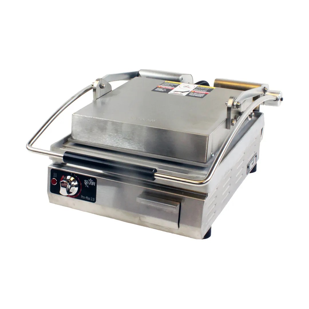 Star PST14 Single Cast Iron Panini Sandwich Grill with Smooth Plates, Manual Controls