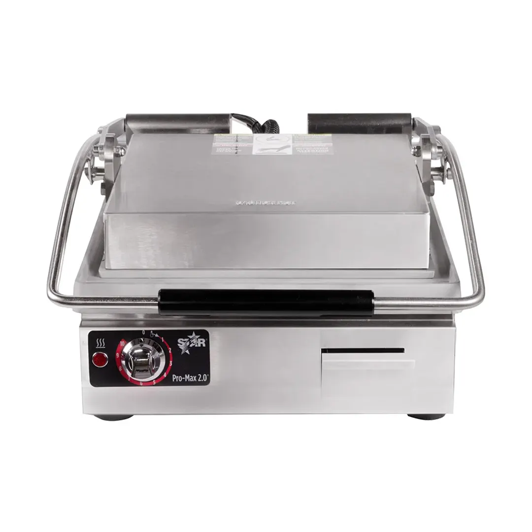 Star PST14 Single Cast Iron Panini Sandwich Grill with Smooth Plates, Manual Controls