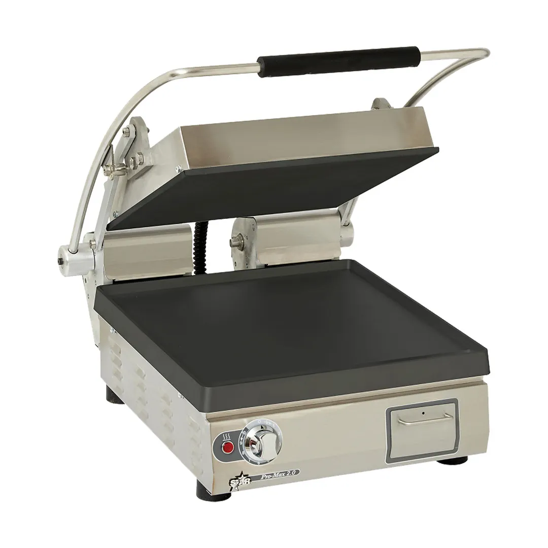 Star PST14I Single Cast Iron Panini Press Grill with Smooth Plates, Manual Controls