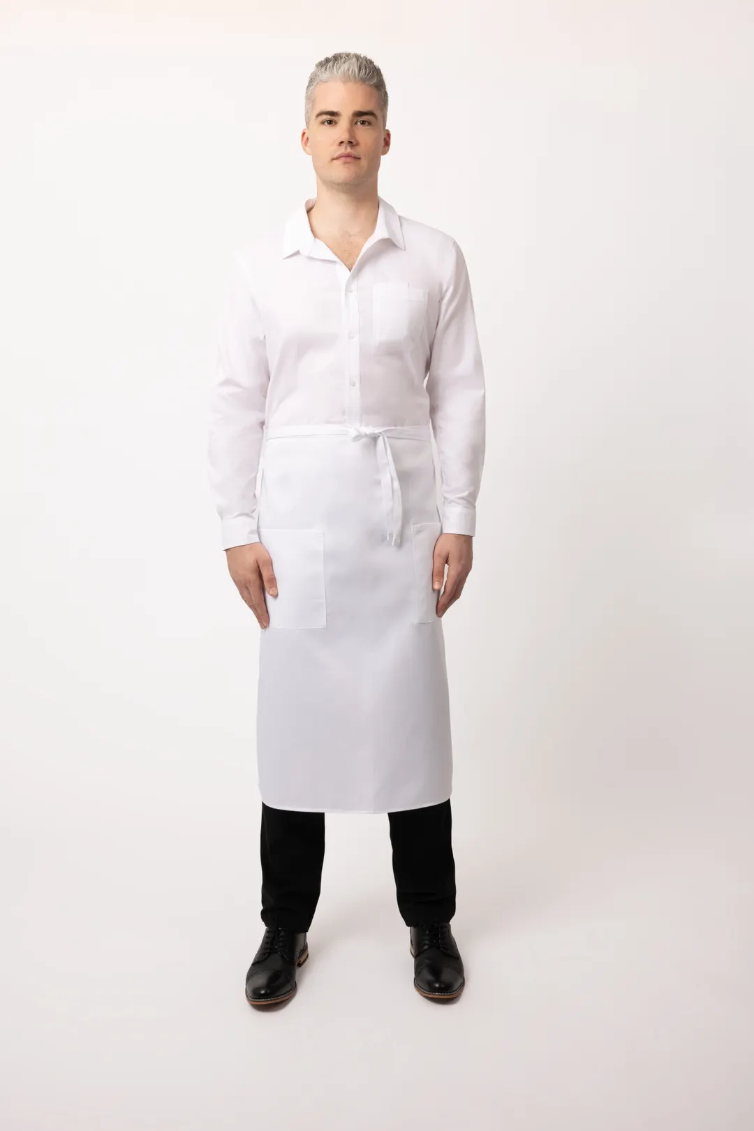 Chef Works 122A-WHT-0 Bistro Waist Apron, 32" L x 27.5" W, Poly/Cotton, White - 1/Case