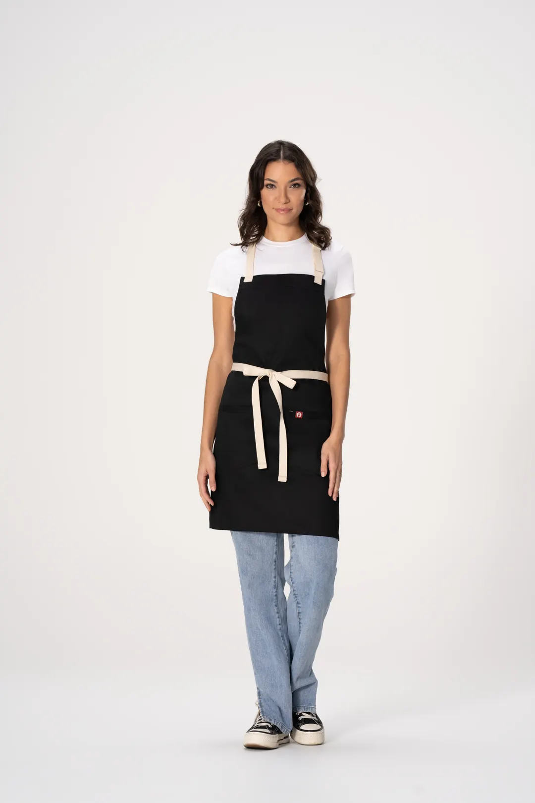 Chef Works ABN07-BLK-0 Bib Apron, 31.5"L x 32.5"W, Adjustable Neck, 2 Pockets, Poly/Cotton, Black